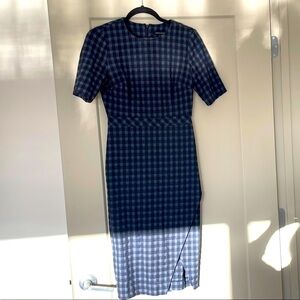 Banana Republic Blue Midi Dress with Short Sleeves and Peter Pan Collar